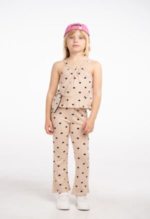 266273 Ebita Σετ μπλούζα παντελόνα τσαντάκι κορίτσι μπεζ