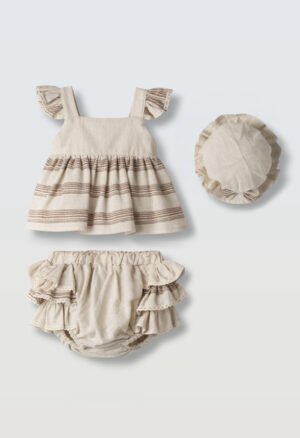 266501 Ebita Σετ μπλούζα φουφουλίτσα καπέλο μηνών κορίτσι μπεζ