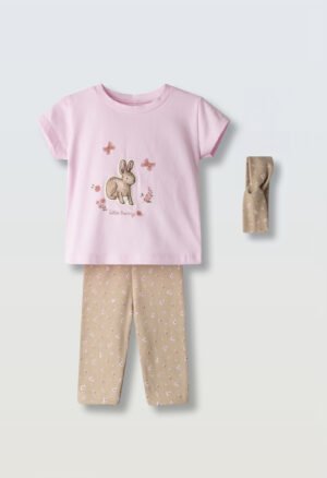 266505 Ebita Σετ μπλούζα κολάν κορδέλα μηνών κορίτσι ροζ