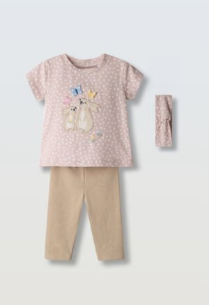 266506 Ebita Σετ μπλούζα κολάν κορδέλα μηνών κορίτσι dusty pink