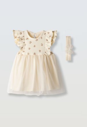 266510 Ebita Φόρεμα με κορδέλα μηνών κορίτσι μπεζ