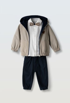 266616 Hashtag Σετ πουκάμισο παντελόνι μπουφάν μηνών αγόρι μπεζ