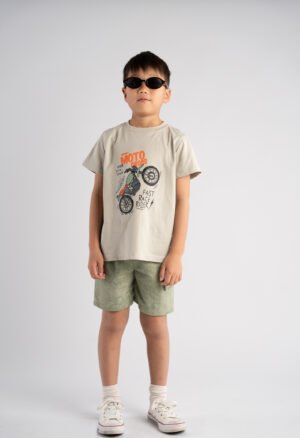 266811 Hashtag Σετ μπλούζα βερμούδα αγόρι γκρι χακί