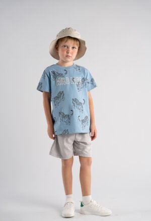 266812 Hashtag Σετ μπλούζα βερμούδα αγόρι σιέλ γκρι