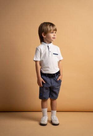 266825 Hashtag Σετ μπλούζα μάο βερμούδα αγόρι λευκό μπλε