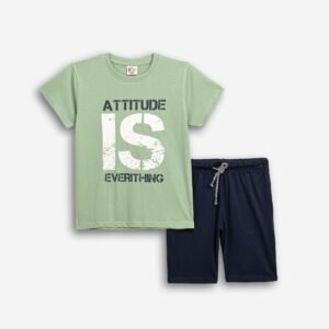 126-101104-1 Funky Σετ μπλούζα βερμούδα αγόρι γρασίδι μπλέ