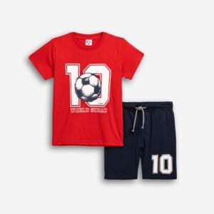 126-101110-2 Funky Σετ μπλούζα βερμούδα αγόρι κόκκινο μπλέ