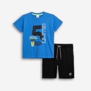 126-101119-1 Funky Σετ μπλούζα βερμούδα αγόρι ανοιχτό ρουά μαύρο