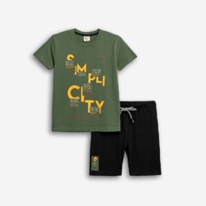 126-101126-1 Funky Σετ μπλούζα βερμούδα αγόρι olive tree μαύρο