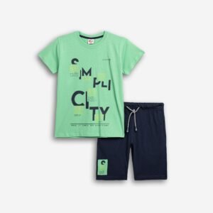 126-101126-2 Funky Σετ μπλούζα βερμούδα αγόρι parrot green μπλέ