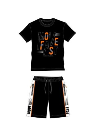 126-101142-1 Funky Σετ μπλούζα βερμούδα αγόρι μαύρο