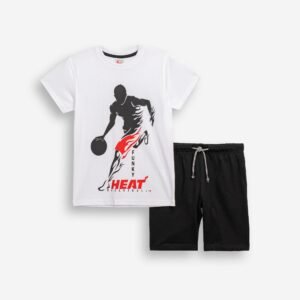 126-101217-1 Funky Σετ μπλούζα βερμούδα αγόρι λευκό μαύρο