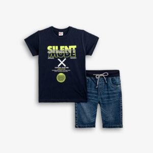 126-102105-1 Funky Σετ μπλούζα βερμούδα τζιν αγόρι μπλέ