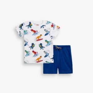 126-301102-1 Funky Σετ μπλούζα βερμούδα αγόρι λευκό allover ρουά