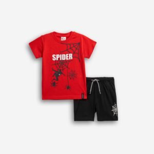 126-301108-1 Funky Σετ μπλούζα βερμούδα αγόρι κόκκινο μαύρο