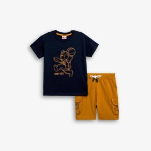 126-301114-1 Funky Σετ μπλούζα βερμούδα cargo αγόρι μπλέ τζίντζερ