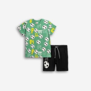 126-301125-1 Funky Σετ μπλούζα βερμούδα αγόρι leprechaun allover μαύρο