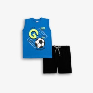 126-301402-1 Funky Σετ αμάνικο βερμούδα αγόρι ανοιχτό ρουά μαύρο