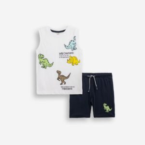 126-301403-1 Funky Σετ αμάνικο βερμούδα αγόρι λευκό μπλέ