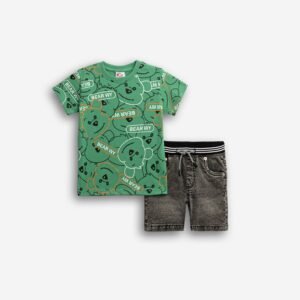 126-302101-2 Funky Σετ μπλούζα βερμούδα τζιν αγόρι leprechaun μαύρο