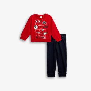 126-317100-1 Funky Σετ φόρμα αχνούδιαστη αγόρι κόκκινο μπλέ