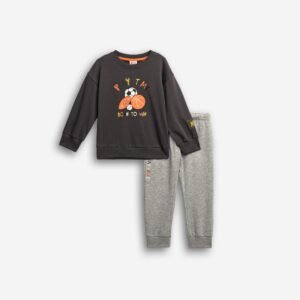 126-317103-1 Funky Σετ φόρμα αχνούδιαστη αγόρι ανθρακί γκρι μελανζέ