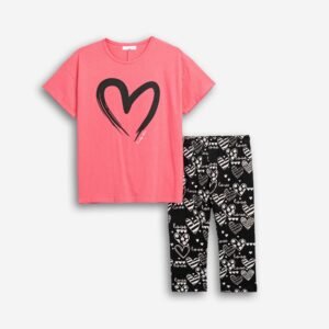 126-519116-2 Funky Σετ μπλούζα κολάν κορίτσι φλαμίγκο μαύρο allover