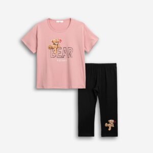 126-519120-1 Funky Σετ μπλούζα κολάν κορίτσι άγριο τριαντάφυλλο μαύρο