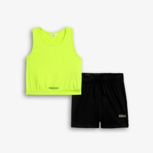 126-524114-1 Funky Σετ μπλούζα σορτς κορίτσι φωσφορούχο φωσφορούχο πεπονί μαύρο