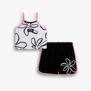 126-524116-1 Funky Σετ μπλούζα σορτς κορίτσι λευκό allover μαυρό