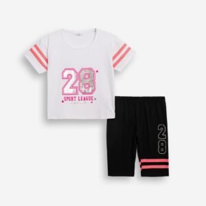 126-527104-1 Funky Σετ μπλούζα κολάν ποδηλατικό κορίτσι λευκό μαύρο