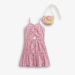 126-529124-1 Funky Φόρεμα με τσαντάκι κορίτσι φλοράλ allover