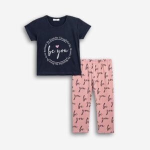 126-539119-1 Funky Σετ μπλούζα κολάν κορίτσι μπλέ άγριο τριαντάφυλλο allover