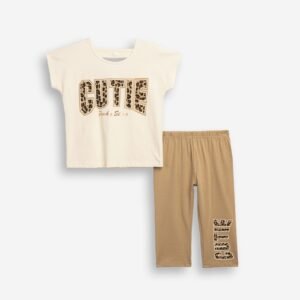 126-539127-2 Funky Σετ μπλούζα κολάν κορίτσι εκρού μόκα