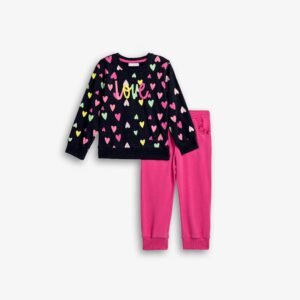 126-717104-1 Funky Σετ φόρμα αχνούδιαστη κορίτσι μπλέ allover φούξια