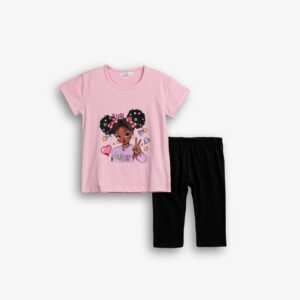 126-719105-1 Funky Σετ μπλούζα κολάν κορίτσι levanta pink μαύρο