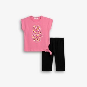 126-719110-2 Funky Σετ μπλούζα κολάν κορίτσι crayon pink μαύρο