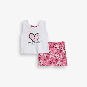 126-724114-1 Funky Σετ μπλούζα κολάν κορίτσι λευκό candy pink allover