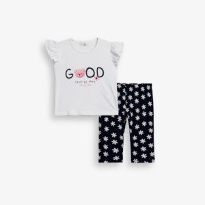 126-739117-1 Funky Σετ μπλούζα κολάν κορίτσι λευκό μπλέ allover