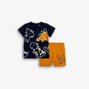 126-801100-2 Funky Σετ μπλούζα βερμούδα μηνών αγόρι μπλέ τζίντζερ