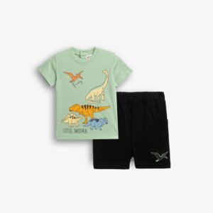 126-801105-1 Funky Σετ μπλούζα βερμούδα μηνών αγόρι γρασίδι μαύρο