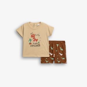 126-801115-1 Funky Σετ μπλούζα βερμούδα μηνών αγόρι πάγος κανέλα allover