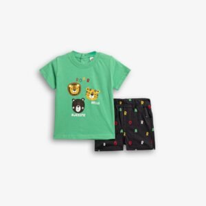 126-801122-2 Funky Σετ μπλούζα βερμούδα μηνών αγόρι parrot green ανθρακί allover