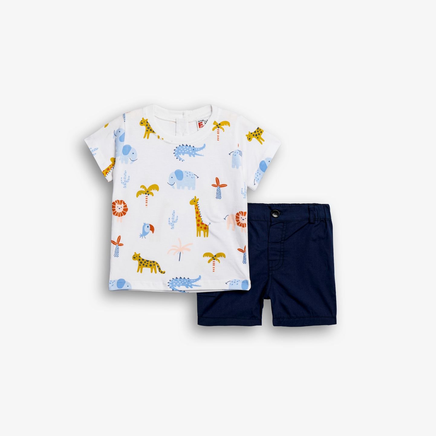 126-804105-1 Funky Σετ μπλούζα βερμούδα σταθερή μηνών αγόρι λευκό allover ραφ