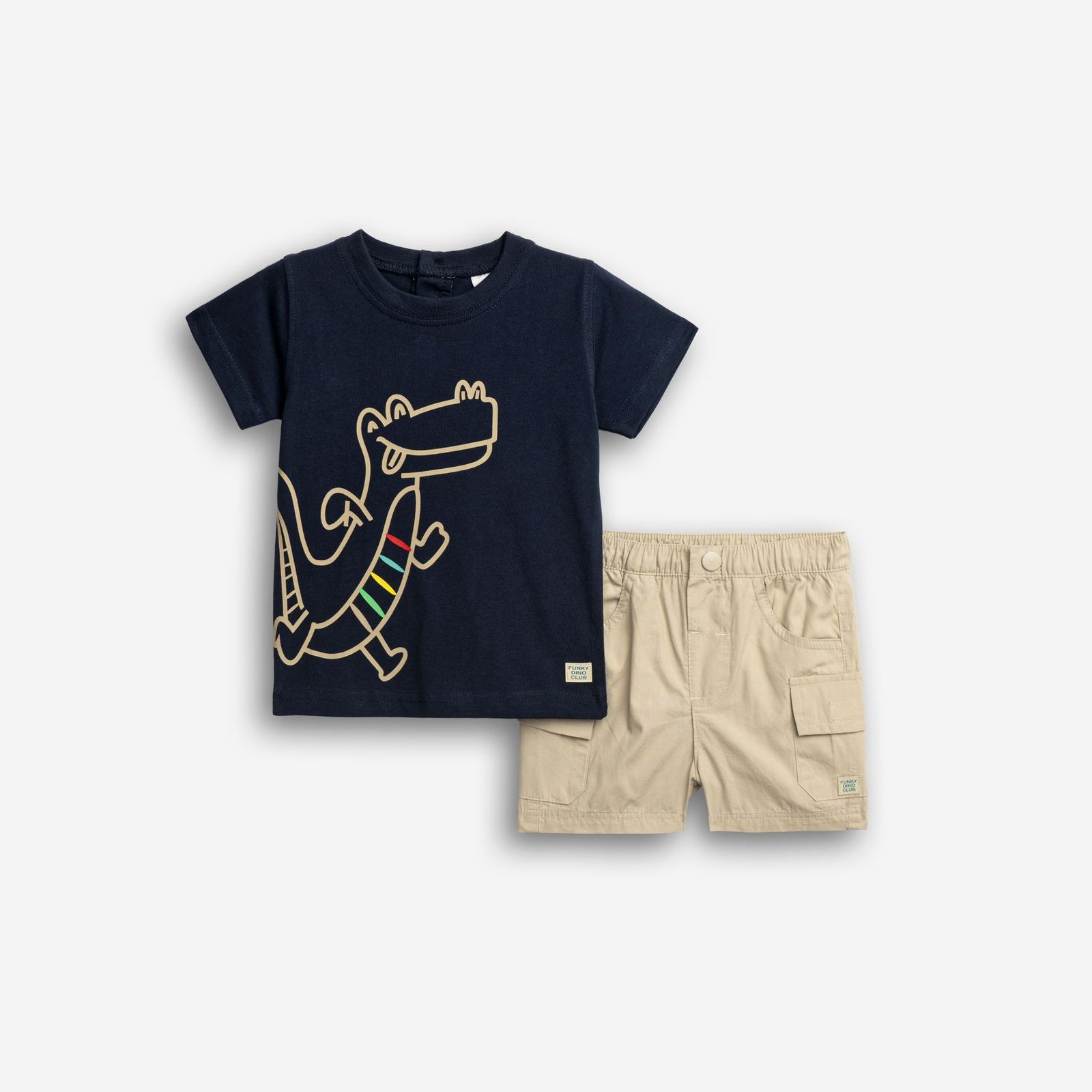 126-804109-1 Funky Σετ μπλούζα βερμούδα σταθερή μηνών αγόρι μπλέ μπέζ άμμου