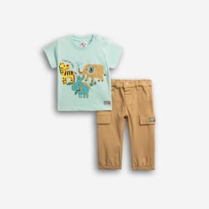 126-822102-1 Funky Σετ μπλούζα παντελόνι μηνών αγόρι ανοιχτό άκουα άμμος