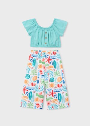 26-03597-070 Mayoral Σετ μπλούζα παντελόνα κορίτσι oasis εκρού allover