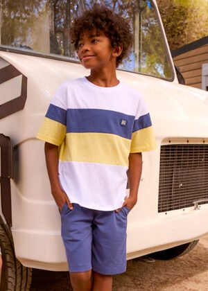 26-06691-048 Mayoral Σετ μπλούζα βερμούδα αγόρι λευκό