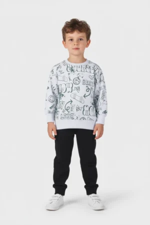 2612105 Joyce Σετ φόρμα αχνούδιαστη αγόρι γκρι allover