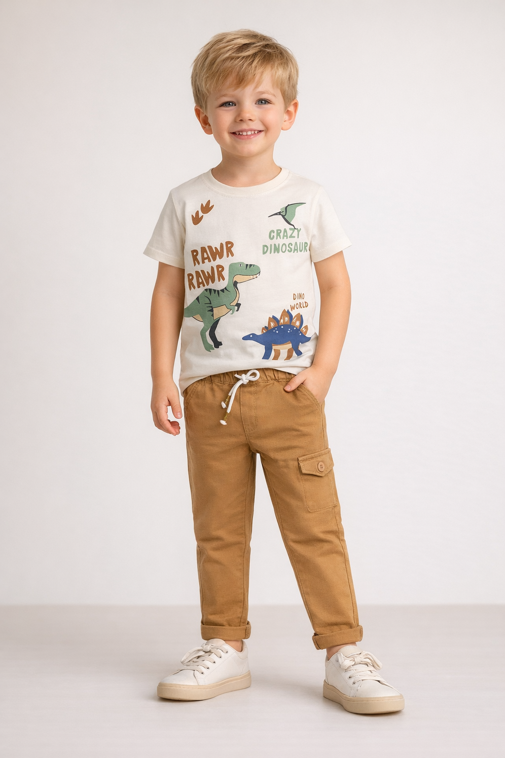 126-305105-1 Funky Σετ μπλούζα παντελόνι (ελαστικό) αγόρι εκρού μπισκότο